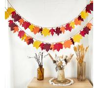 Easy Joy Autumn Maple Leaves 2PCS 6.5'' Artificial Maple Leaves Hanging Garland Banner Orange Autumn Decorations for Thanksgiving Harvest Party Birthday Wedding Baby Shower Home Decor