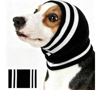 EASY JOY Dog Snood & Ear Protector, Dog Ear Muffs & Cover for Noise Reducing, Anti-Anxiety, Warm Knit Snood for Dogs and Cats Neck Protection, Size S, Black