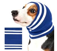 EASY JOY Dog Snood & Ear Protector, Dog Ear Muffs & Cover for Noise Reducing, Anti-Anxiety, Warm Knit Snood for Dogs and Cats Neck Protection, Size M, Blue