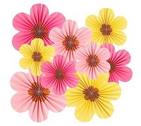 EASY JOY Paper Flowers DecorationsHanging Pink Yellow Floral Paper Flowers Fans Hanging Decoration Garden Flower for Pink Girls Women Birthday Decoration Baby Shower Wedding Classroom Backdrop