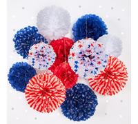 EASY JOY Red White Blue Tissue Paper Pom Pom Patriotic American Party Decorations 4th of July Independence Day Decoration Memorial Day USA Flag Theme Party Supplies