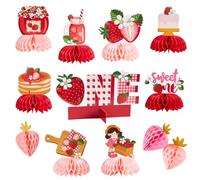EASY JOY Strawberry Honeycomb Decorations Red Strawberry Table Centerpieces Berry 1st Birthday Decorations Summer Fruit Theme Party Decor Baby Shower Supplies