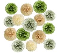 Easy Joy Wedding Party Decorations 15PCS Sage Green Tissue Paper Pom Poms Green Hanging Party Decorations for Neutral Birthday Baby Shower Bridal Shower Summer Garden Wedding
