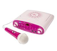 Easy Karaoke EKG88B Portable Bluetooth Karaoke Machine comes with 1 x microphone, Headphone socket and AUX for MP3 playback - Pink