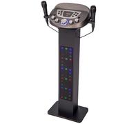 Easy Karaoke Smart Bluetooth Pedestal Karaoke System with Light Effects + 2 Mics - Black, Black