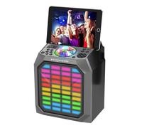 Easy Karaoke Party Hub with Light Show and Wireless Microphone - Rechargable Bluetooth Speaker with Microphone, LED Effects, Recording & Playback - EKS222BT Sing Cube, Black