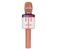 EASY KARAOKE Wireless Microphone, Handheld Bluetooth Mic, Built-in Speaker, LED Lights, Echo and Voice Changer, Karaoke Machine compatible with PC, Mac, iPhone and Android - Rose Gold
