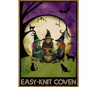 Easy Knit Oven Kitchen Witchery Witches Witches Magic Magic Lover Gift Witch Girl Witch Retro Metal Tin Sign 8X12 Inches