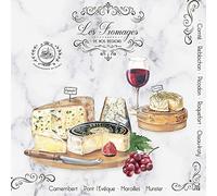 EASY LIFE 20 Napkins Cheese to Try | Red Wine | Food | Kitchen | Table Decoration | Decoupage | Patterned Paper 3-Ply 33 x 33 cm