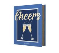 Easy Life ‘Cheers’ 2-Piece Wine Accessories Gift Set - Corkscrew Bottle Opener & Bottle Stopper - Book-Shaped Gift Box with Champagne Design