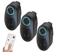 Easy-life Plug-in Go Heater, Portable Ceramic Heater with Adjustable Temperature & Remote Control,Portable Heaters on The Go, Rapid heating,Timing design,Silent Operation For Bedroom,Office (#3pc)