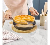 Easy Lift Baking Pan - Non-Stick Carbon Steel Round Bakeware Dish Tin With Handled Lifting Base - H4 X 28Cm Diameter