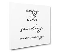 Easy Like Sunday Morning V2 Modern Typography Quote Canvas Print | Gallery Wrapped 30mm Frame Wall Art | 14x14 inches | Ready to Hang | Modern Typography Picture | Living Room Bedroom Lounge Office