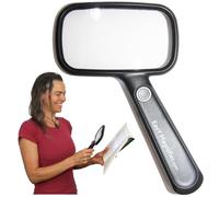 EasY Magnifier Magnifying Glass 2.0X with LED Light for Reading - Large hand-held Magnification with Battery and USB charging cable; Rechargeable Magnify Glasses as a visual aid and practical gift