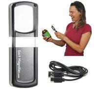 Easy Magnifier Small Rechargeable Magnifying Glass with 30x Magnification with LED Lighting, Illuminated Handheld Magnifying Glass for Reading Small Print; Gift for People with Visual Impairment