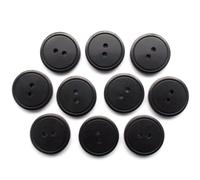Easy Match Circle Edge Round 2 Hole Buttons - Pack of 10 (Black, 15mm)