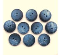 Easy Match Circle Edge Round 2 Hole Buttons - Pack of 10 (Dark Blue, 15mm)