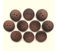 Easy Match Circle Edge Round 2 Hole Buttons - Pack of 10 (Dark Brown, 12mm)
