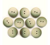 Easy Match Circle Edge Round 2 Hole Buttons - Pack of 10 (Green, 15mm)