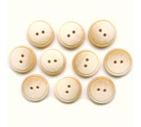 Easy Match Circle Edge Round 2 Hole Buttons - Pack of 10 (Light Brown, 20mm)