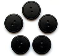 Easy Match Circle Edge Round 2 Hole Buttons - Pack of 5 (Black, 15mm)