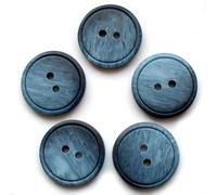 Easy Match Circle Edge Round 2 Hole Buttons - Pack of 5 (Dark Blue, 18mm)