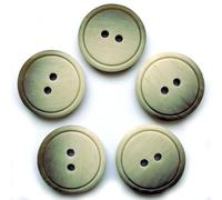 Easy Match Circle Edge Round 2 Hole Buttons - Pack of 5 (Green, 15mm)