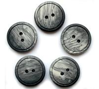 Easy Match Circle Edge Round 2 Hole Buttons - Pack of 5 (Grey, 12mm)