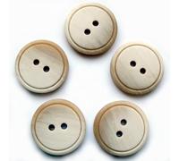 Easy Match Circle Edge Round 2 Hole Buttons - Pack of 5 (Light Brown, 12mm)