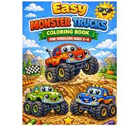 Easy Monster Trucks Coloring Book for Toddlers Ages 2-4: Simple Big Truck Coloring Pages with Bold Lines for Little Kids (Cute Monster Trucks Coloring Books for Kids)