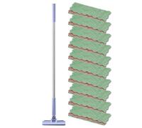 Easy Mop With 10 Reusable Cloths - No Wash Cleaning Supplies, Floor Duster With Quick Click Cloth Change | For Kitchen, Bathroom, Bedroom, Toilet, Desktop, Wall, Window, Glass, Tile, Corner, Home,