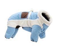 Easy on and off Dog Coat with Attachment, L, Blue, Blue | Quilted Dog Jacket with fleece Lining, Soft, for Winter, Cold Weather