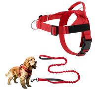 Easy On-Off Padded Dog Harness for Walking, Adjustable No Pull Dog Harness, Soft Breathable Mesh Padded Pet Vest Walking Harnessfor Dogs Training Outdoor Use (Red, S)