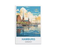 Easy Paint by Numbers for Adults Beginners Hamburg Germany Without Frame with Brushes and Acrylic Pigment Paint by Numbers Canvas Arts Crafts 20x30cm