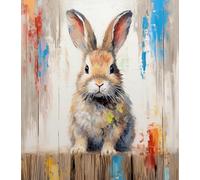 Easy Paint by Numbers for Adults Beginners,Rabbit Hare Bunny,Paint by Number Kit On Canvas for Adults New Painters's Gift DIY Gifts,40x50cm,No Frame