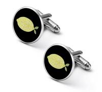 Easy Peasy Lemon Squeezy Sticker Cuff Link Shirt Mens Cufflinks Alloy Round Tuxedo Cufflink for Wedding Groomsmen Gifts 1.7cm