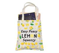 Easy Peasy Lemon Squeezy Tote Bag Hostess Gift Lemon Shopping Bag For Men Womens (Lemon Squeezy)