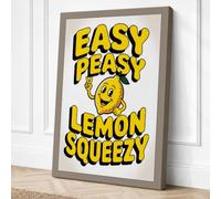 Easy Peasy Lemon Typography Canvas Wall Art Print 30x20 Inch (76 x 51 cm)