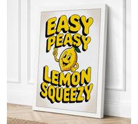 Easy Peasy Lemon Typography Canvas Wall Art Print 30x20 Inch (76 x 51 cm)