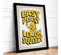 Easy Peasy Lemon Typography Framed Wall Art Print A3 (42×29.7cm) Black, Wall Decor for Living Room, Bedroom, Office & Home, Ready to Hang, Art Gift