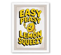 Easy Peasy Lemon Typography Framed Wall Art Print A3 (42×29.7cm) White, Wall Decor for Living Room, Bedroom, Office & Home, Ready to Hang, Art Gift