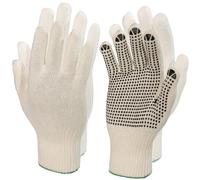 Easy Peasy Mate Breathable Cotton Work Gloves (2 Pairs) - PVC Dotted & Plain Palms for Grip - Men/Women Safety Gloves for Gardening, DIY & Light Industrial Work - Large Size