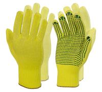 Easy Peasy Mate High-Visibility Work Gloves for Men - Hi Viz Men's Safety Gloves with PVC Grip (2 Pairs) - DIY Construction Warehouse & Food Industry - Medium Size Dotted/Plain Palms Breathable