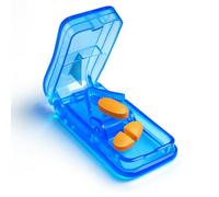 Easy Pill Cutter Splitter Device with V-Holder for Accurate Pill Cutting - Cuts Small or Large Tablets 6-20mm - BPA Free Plastic with Sharp Blade - Pocket Size Pill Box for Travel, Pets, Elderly