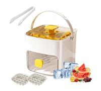 Easy Press Ice Cube Tray with Lid and Bin 50-Cube Double Layer Ice Maker Machine Reusable Silicone Mold Storage Box with Scoop and Handle for Cocktail Beer (A)