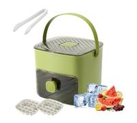 Easy Press Ice Cube Tray with Lid and Bin 50-Cube Double Layer Ice Maker Machine Reusable Silicone Mold Storage Box with Scoop and Handle for Cocktail Beer (C)