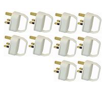 Easy Pull Mains Plug Top 13A Amp White Fused with a handle - arthritis / disability / weak grip / elderly - x10 pack of ten