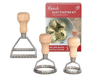 Easy Ravioli Maker Starter Kit | 3 Pasta Mold Gift Set + Cookbook | Pasta Press Guide for Ravioli & Tortellini + Recipes