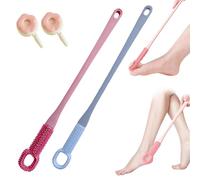 Easy-Reach Deep Cleaning Foot Brush, Foot Scrubber for Shower, 15.7" 3-in-1 Long Handled Foot Scrubber with Toe Cleaning Brush & Exfoliating Head, Wet Or Dry Use (Mix, 3)