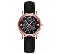Easy Reader Quartz Leather Strap Watch Dress Watch with Leather Wrist Stainless Wrist Watches (D, One Size)